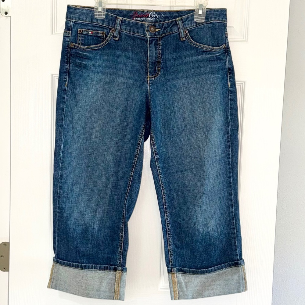 Tommy Hilfiger Spirit Crop Jeans Size 12 | 2008 Y2K Mid Rise Cuffed Denim